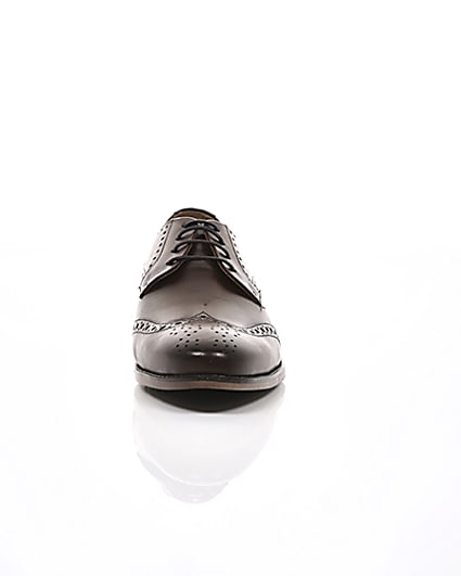360 degree animation of product Dark brown leather lace-up brogues frame-4