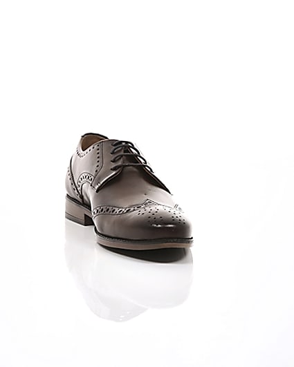 360 degree animation of product Dark brown leather lace-up brogues frame-5