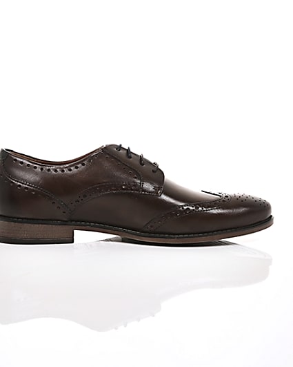 360 degree animation of product Dark brown leather lace-up brogues frame-10