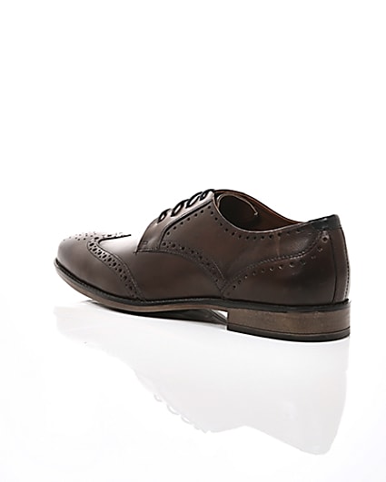 360 degree animation of product Dark brown leather lace-up brogues frame-19