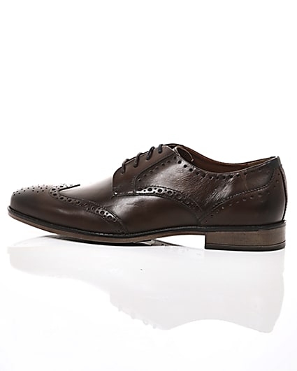360 degree animation of product Dark brown leather lace-up brogues frame-21