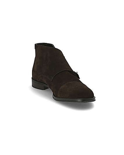 360 degree animation of product Dark brown suede monk strap boot frame-19