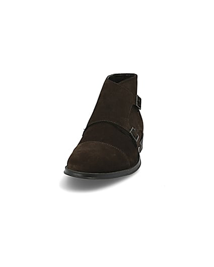 360 degree animation of product Dark brown suede monk strap boot frame-22
