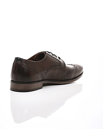 360 degree animation of product Dark brown wide fit leather lace-up brogues frame-13