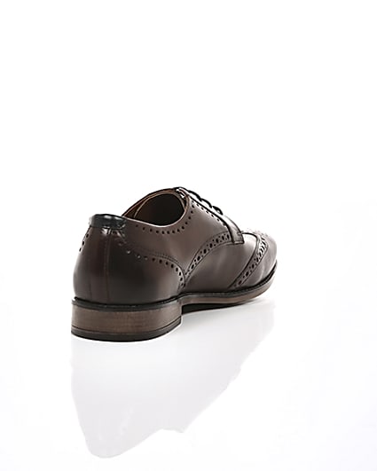 360 degree animation of product Dark brown wide fit leather lace-up brogues frame-14