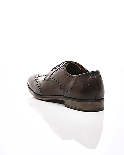 360 degree animation of product Dark brown wide fit leather lace-up brogues frame-18