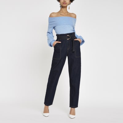 denim paperbag trousers