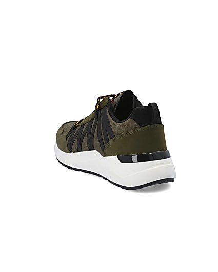360 degree animation of product Dark green lace-up runner trainers frame-7