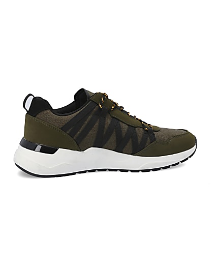 360 degree animation of product Dark green lace-up runner trainers frame-14