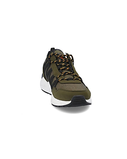 360 degree animation of product Dark green lace-up runner trainers frame-20