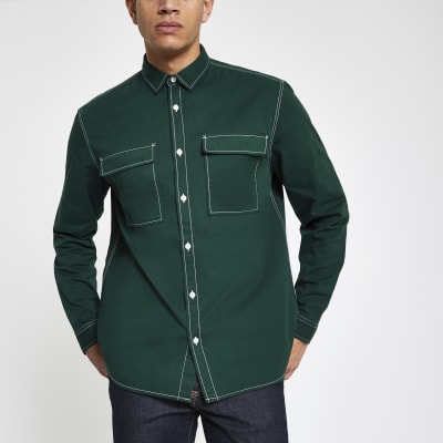 Dark green long sleeve utility shirt