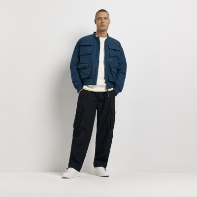Dark green regular fit multi pocket jacket