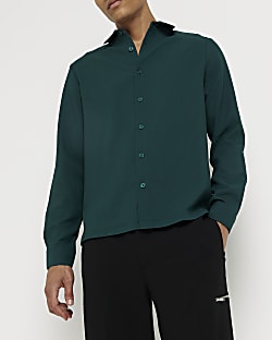 Dark Green Regular Fit Plisse Shirt