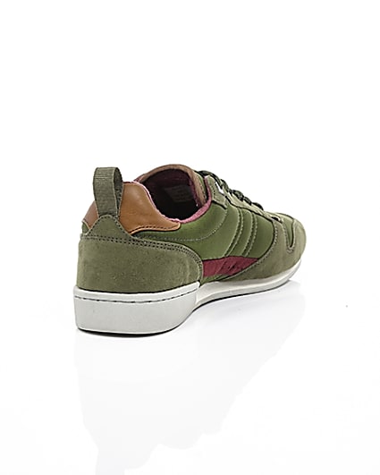 360 degree animation of product Dark green retro runner trainers frame-14