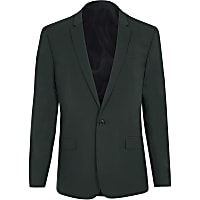 Dark green skinny fit suit jacket