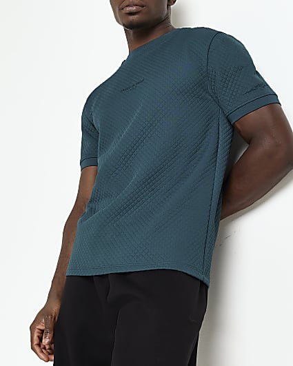 Dark green Slim fit quilted t-shirt