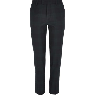 green tartan skinny trousers