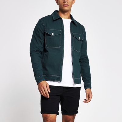 dark green denim jacket