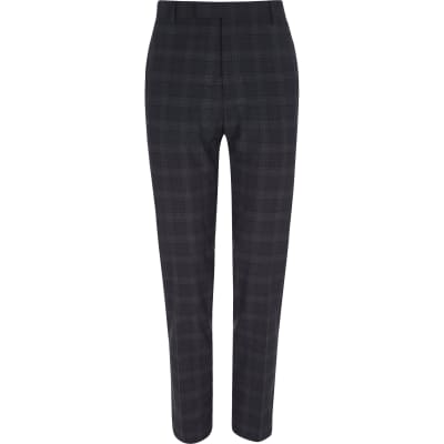 black plaid trousers