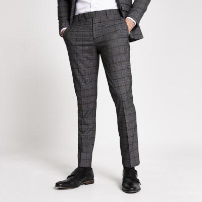 skinny grey check trousers