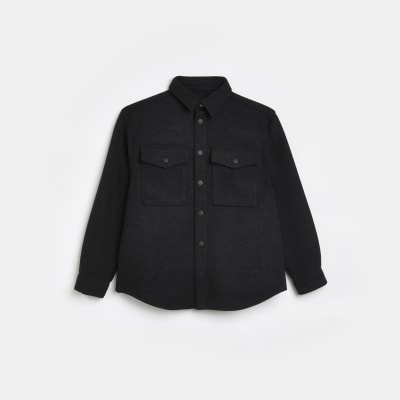 Dark grey oversized fit flannel Overshirt | River Island