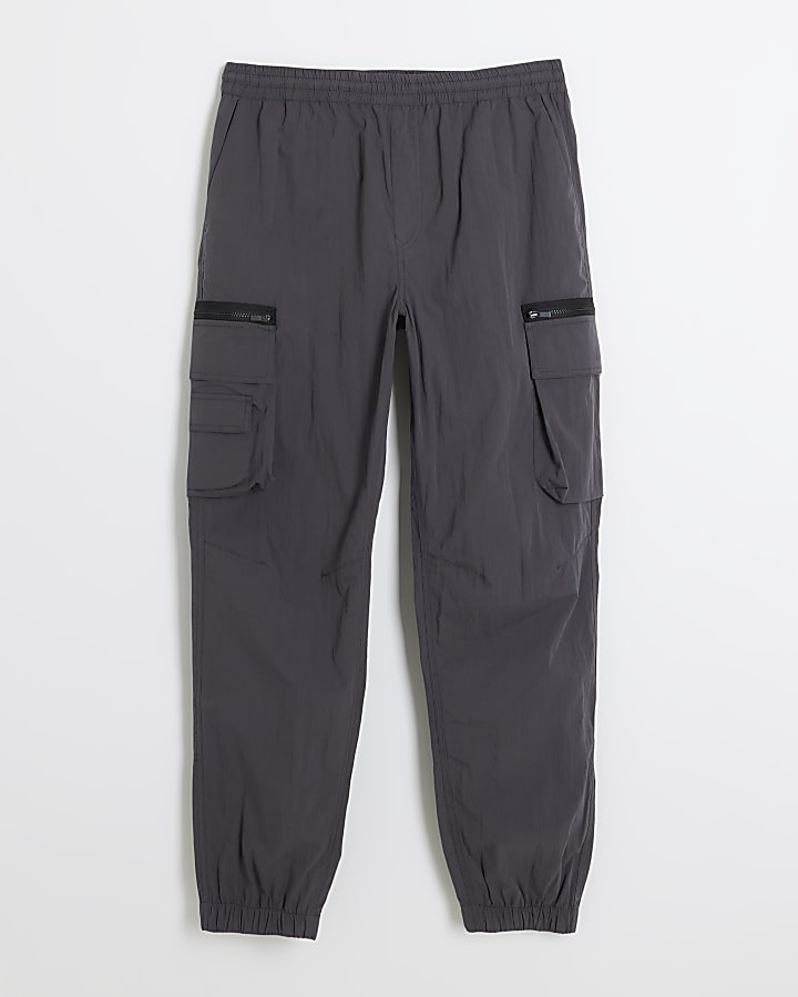 Dark grey regular fit cargo trousers