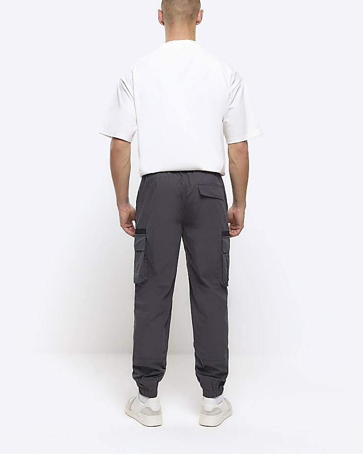 Dark grey regular fit cargo trousers