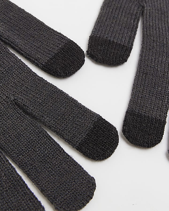 Dark grey RI Knitted Gloves