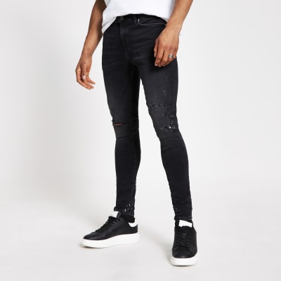 front and back distressed jeans