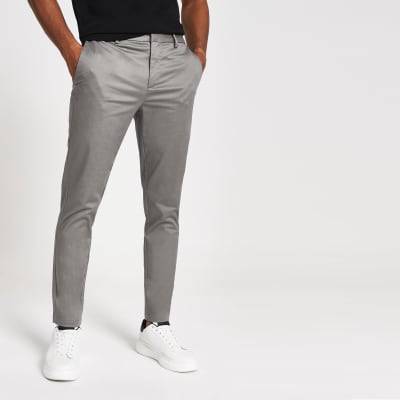 Dark grey skinny fit chino trousers 
