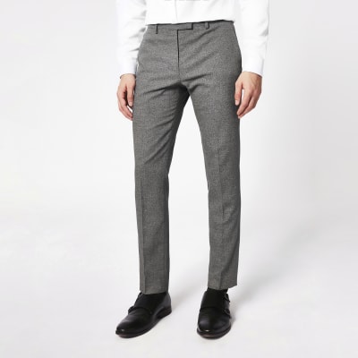 Dark grey skinny suit trousers River Island