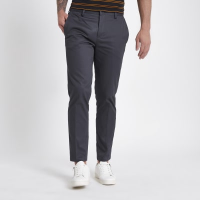 Dark grey slim fit chino trousers