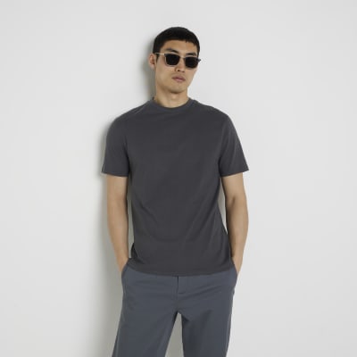 Dark grey slim fit t-shirt | River Island