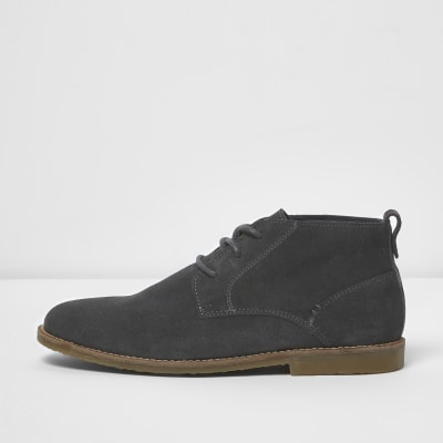 mens desert boots grey