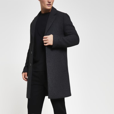 Dark grey twill overcoat