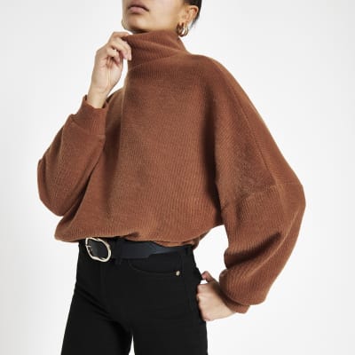 Dark orange high neck jumper