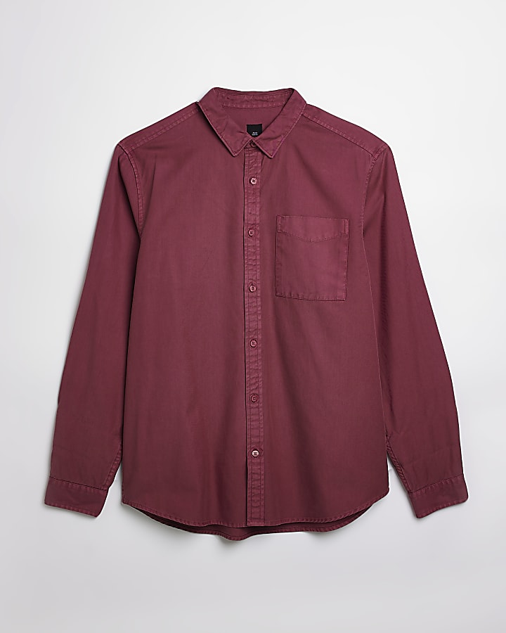 Dark pink Regular fit Lyocell Shirt