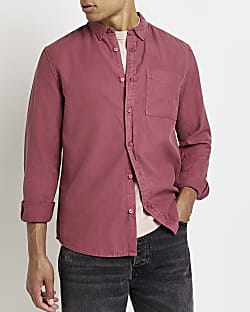 Dark pink Regular fit Lyocell Shirt