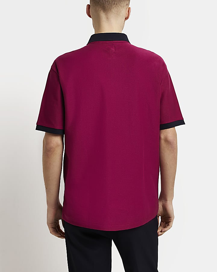 Dark Pink Regular fit Twill Polo shirt