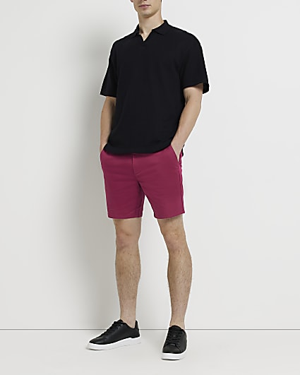 Dark Pink Skinny fit chino shorts