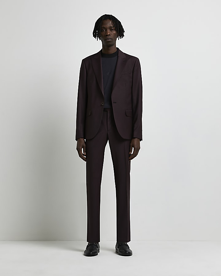 Dark purple Skinny fit Wool suit jacket