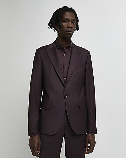 Dark purple Skinny fit Wool suit jacket