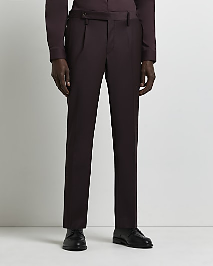 Dark purple Skinny fit Wool suit Trousers