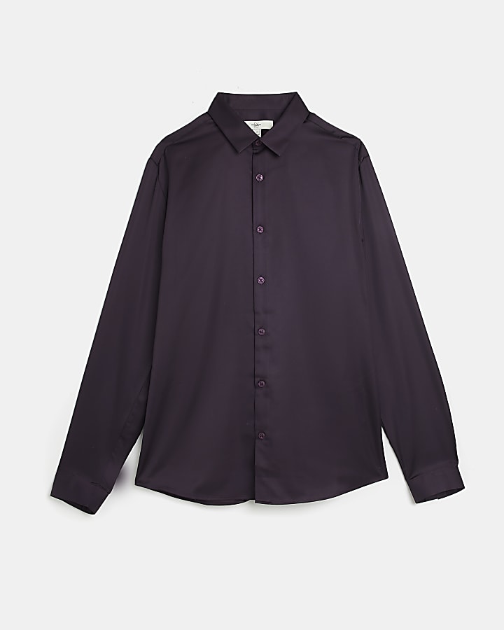 Dark Purple Slim fit smart long sleeve shirt