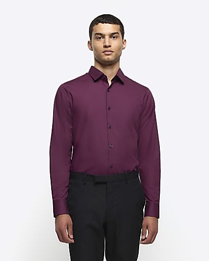 Dark purple slim fit smart shirt