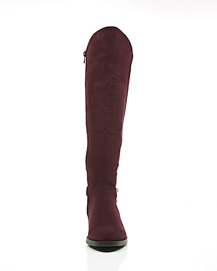 360 degree animation of product Dark red knee high riding boots frame-4