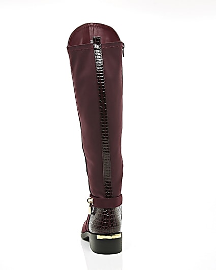 360 degree animation of product Dark red knee high riding boots frame-16