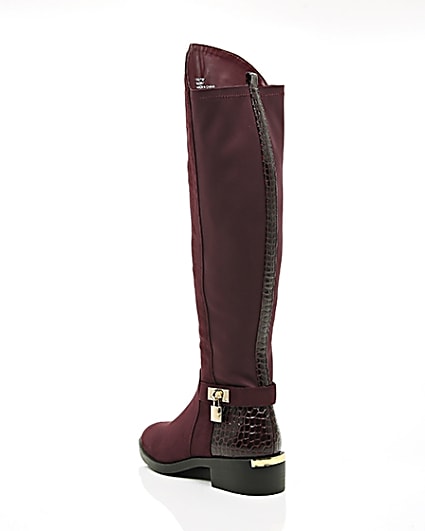 360 degree animation of product Dark red knee high riding boots frame-18