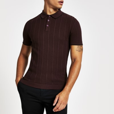 dark red polo shirt