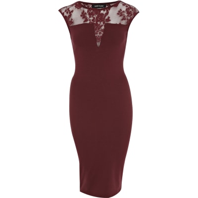 dark red midi dress
